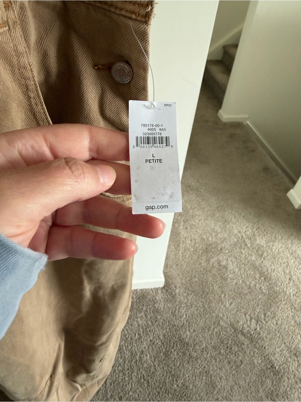 GAP Tan Wide-Leg Overalls LARGE PETITE - Picture 2 of 4
